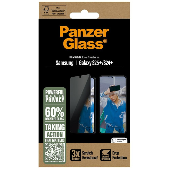 Szkło prywatyzujące PanzerGlass           Ultra-Wide Fit do Samsung Galaxy S25+