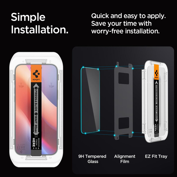 SZKŁO HARTOWANE SPIGEN GLAS.TR ”EZ FIT” 2-PACK IPHONE 16 PRO, 17, 17 PRO CLEAR