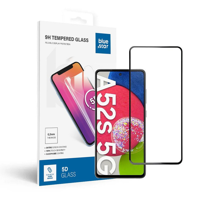Szkło hartowane do Samsung Galaxy A52/52s 5G/LTE (full glue / case friendly) Blue Star 5D czarne