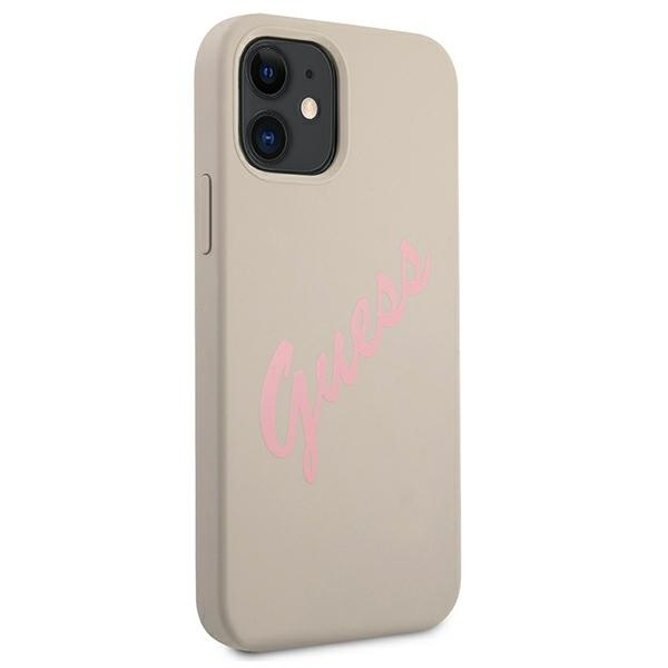 Etui GUESS Apple iPhone 12 Mini Silicone Vintage Szary Różowy Hardcase