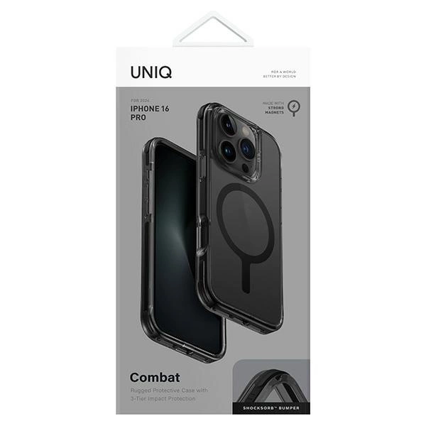 Etui UNIQ Combat iPhone 16 Pro 6.3" Magclick Charging czarny/carbon black