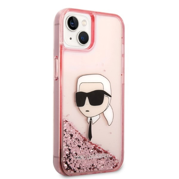 Etui KARL LAGERFELD Apple iPhone 14 Plus Glitter Karl Head Różowy Hardcase