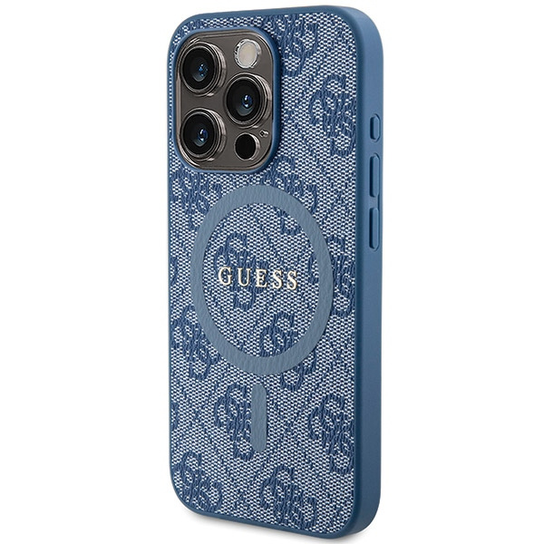 Etui Guess GUHMP15XG4GFRB iPhone 15 Pro Max 6.7" niebieski/blue hardcase 4G Collection Leather Metal Logo MagSafe Case