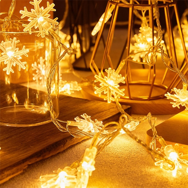 Lampki choinkowe LED snowflake/star -    6m/40 lampek ciepłe białe/warm white zasilane bat. 3xAA EHD-LS05