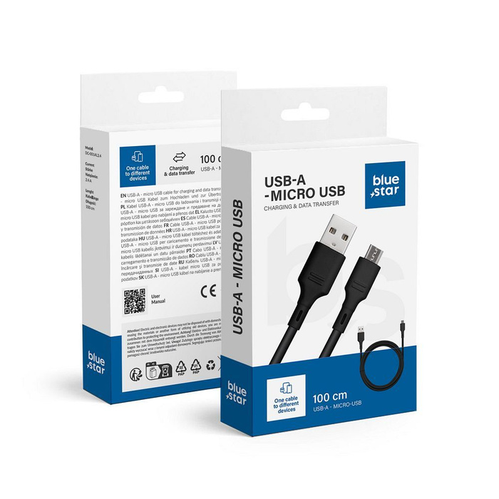 Kabel USB A do Micro USB Blue Star 2A 1 m DC-001AM2.0 czarny