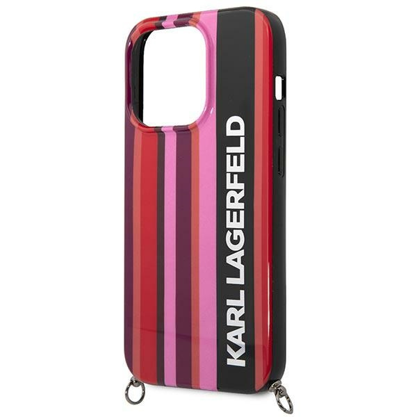 Etui KARL LAGERFELD Apple iPhone 14 Pro Max Color Stripes Strap Różowy Hardcase