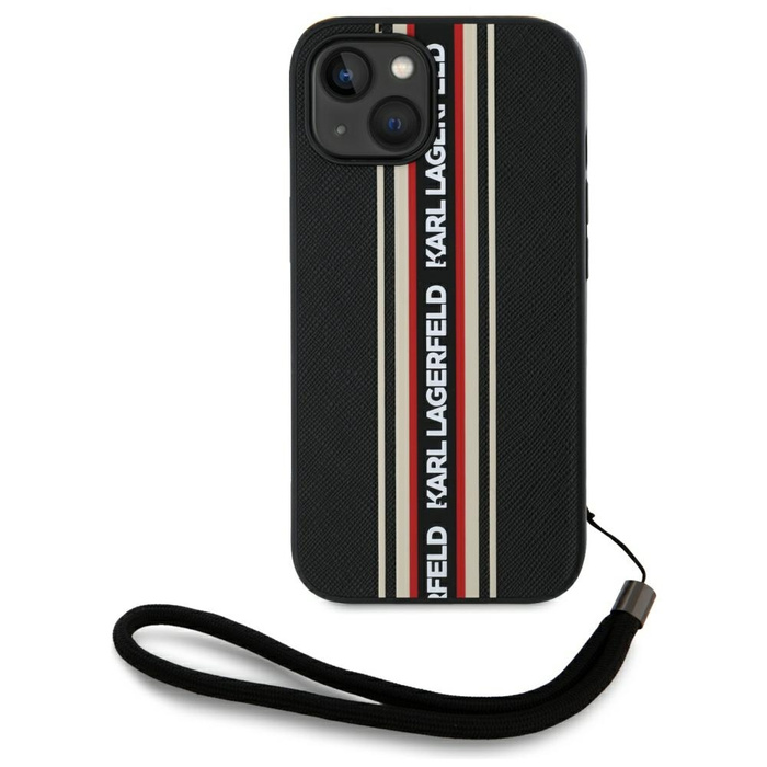 Etui Karl Lagerfeld Saffiano Athleisure  Stripes Cord do iPhone 15 czarno-czerwony