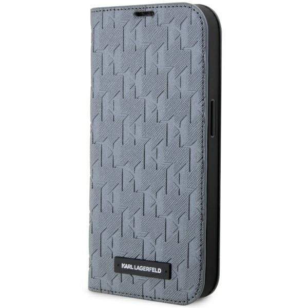 Etui Karl Lagerfeld KLBKP14XSAKLHPG iPhone 14 Pro Max 6.7" bookcase srebrny/silver Saffiano Monogram Case