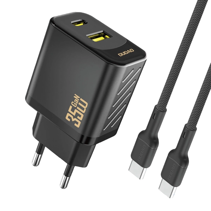 Ładowarka sieciowa Dudao A27 MaxC 35W GaN + kabel USB-C - czarna
