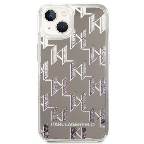 Etui KARL LAGERFELD Apple iPhone 14 Liquid Glitter Monogram Srebrny Hardcase