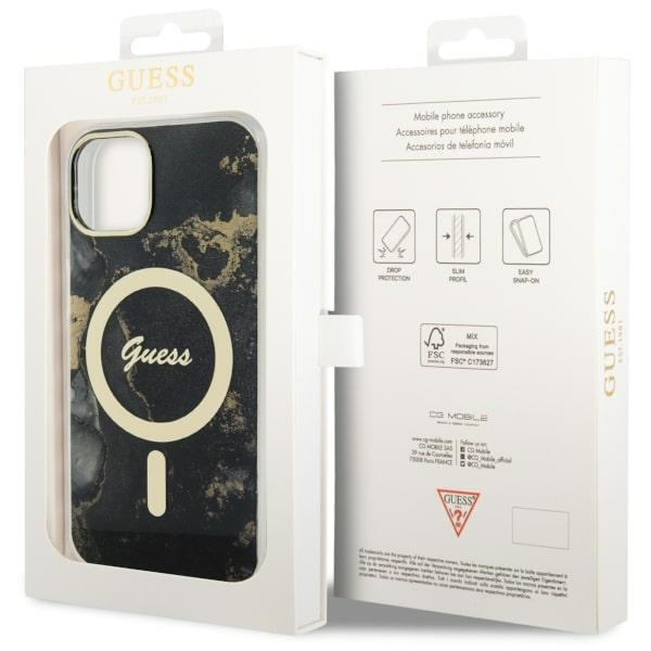 Etui Guess GUHMP14MHTMRSK iPhone 14 Plus 6.7" czarny/black hardcase Golden Marble MagSafe Case