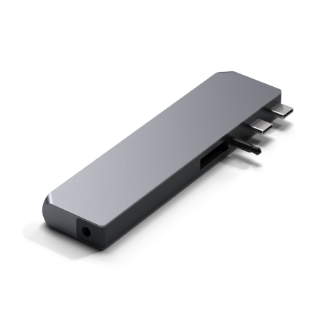 Satechi Pro Hub max - aluminiowy Hub z podwójnym USB-C do MacBook (2x USB-C, USB-A, 4K HDMI, czytnik kart micro/SD, Ethernet, jack port) (space gray)