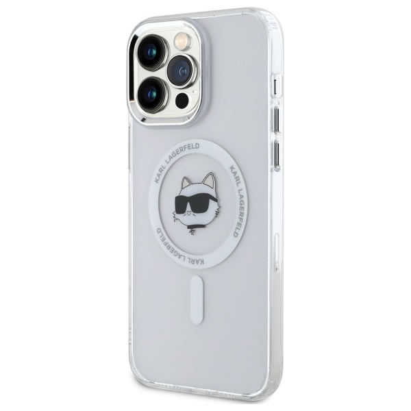 Karl Lagerfeld KLHMP14XHLSCHH iPhone 14   Pro Max 6.7" biały/white hardcase IML Metal Choupette Head MagSafe