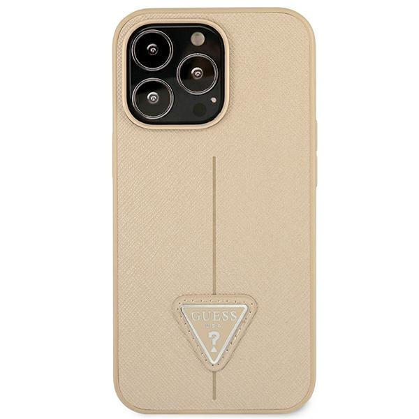 Etui GUESS Apple iPhone 14 Pro Max SaffianoTriangle Logo Beżowy Hardcase