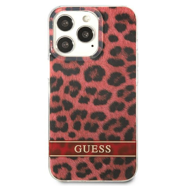 Etui GUESS Apple iPhone 13 13 Pro Leopard Czerwony Hardcase