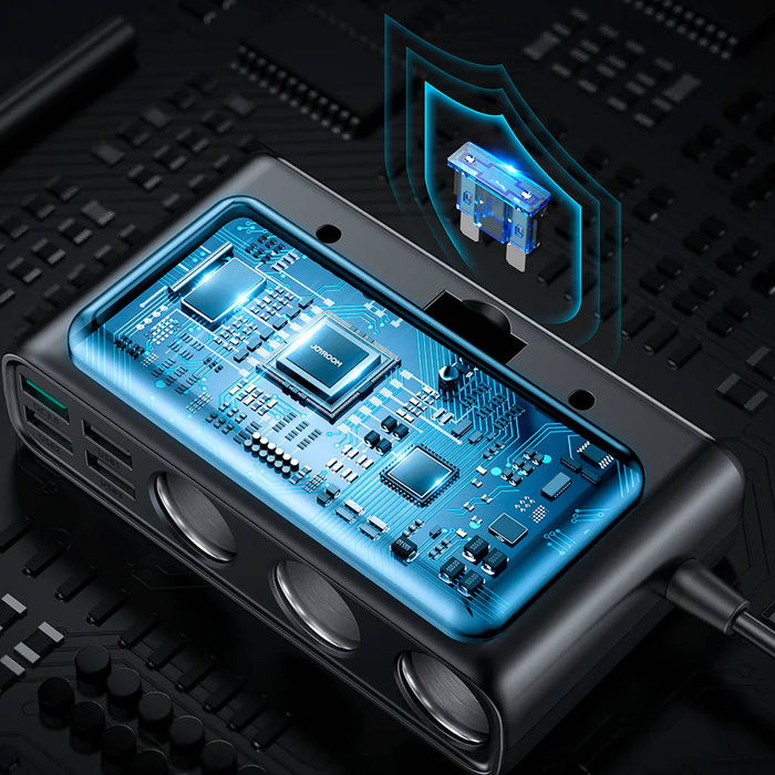 Joyroom 9w1 ładowarka samochodowa do laptopa 154W - 5x USB / 1x USB Typ C / 3x gniazdo zapalniczki Power Delivery / Quick Charge / PPS / AFC / FCP czarny (JR-CL06)