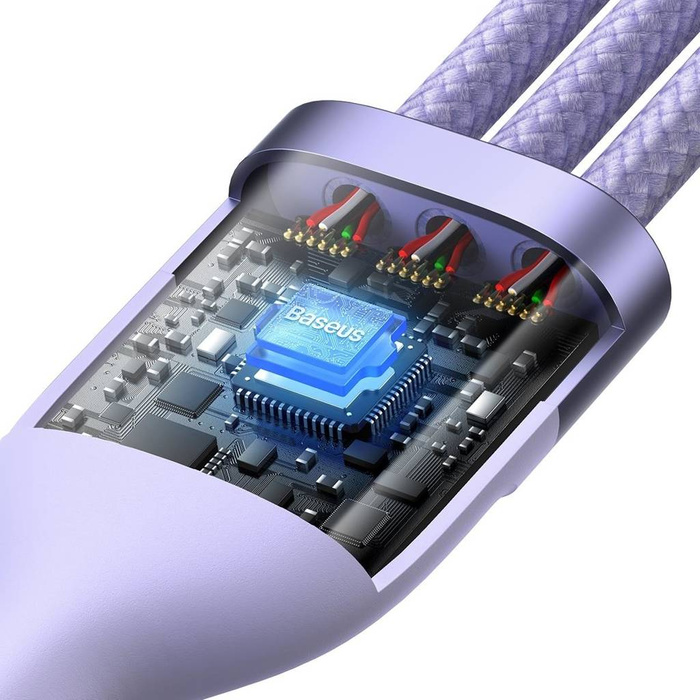 Baseus Flash Series II kabel USB Typ C / USB Typ A - USB Typ C / Lightning / micro USB 100 W 1,2 m fioletowy (CASS030105)