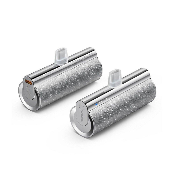 Powerbank Veger PlugOn (W0573P) PD QC3.0 2,4A 12W 5000 mAh z wbudowanym złączem Lightning srebrny