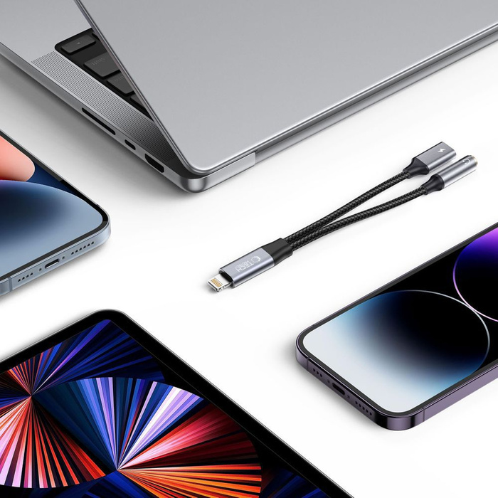 Tech-protect Ultraboost Cable Adapter Lightning To Mini Jack 3.5mm & Lightning Black