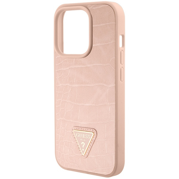 Etui Guess GUHCP15XPCRTHCP iPhone 15 Pro Max różowy/pink hardcase Croco Triangle Metal Logo Case