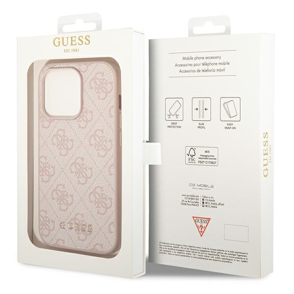 Etui GUESS Apple iPhone 14 Pro 4G Metal Gold Logo Różowy Hardcase