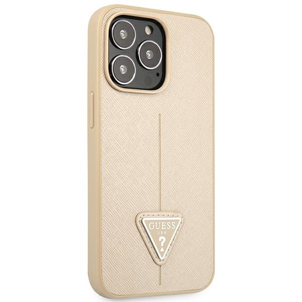 Etui GUESS Apple iPhone 14 Pro Max SaffianoTriangle Logo Beżowy Hardcase