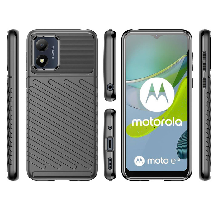 Etui Thunder Case etui Motorola Moto E13 silikonowy pancerny pokrowiec czarne Case