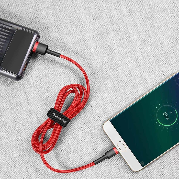 Baseus Cafule Cable wytrzymały nylonowy kabel przewód USB / micro USB QC3.0 1.5A 2M czerwony (CAMKLF-C09)