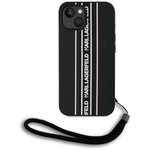 Etui Karl Lagerfeld Saffiano Athleisure  Stripes Cord do iPhone 15 czarno-różowy