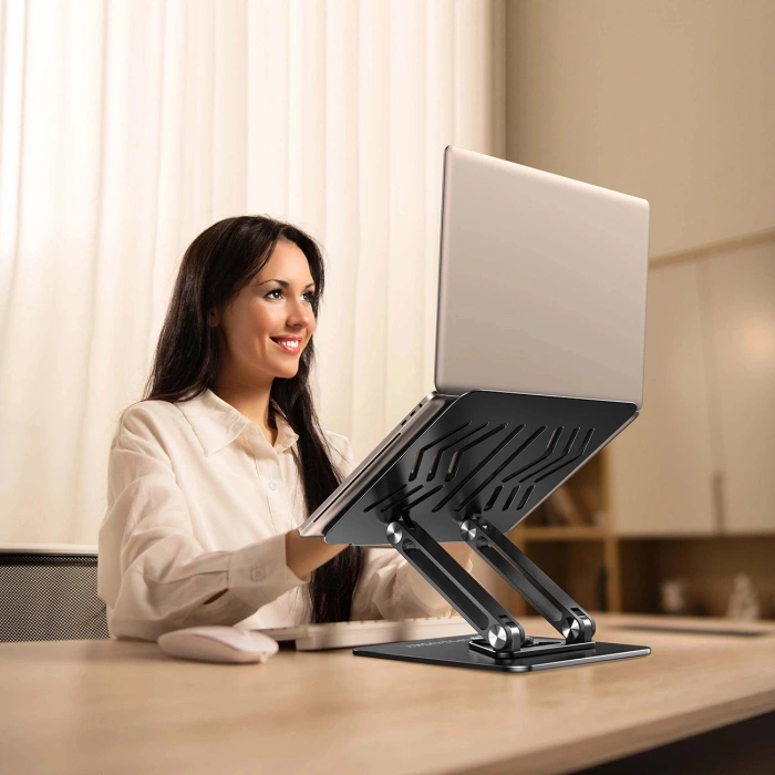 Podstawka pod laptopa Wozinsky WRS-CPY84SB 360 aluminiowa + Gratis! podstawka do smartfona - czarna