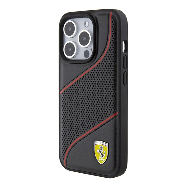Etui Ferrari FEHCP15LPWAK iPhone 15 Pro 6.1" czarny/black hardcase Perforated Waves Metal Logo Case