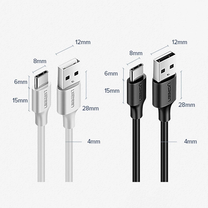 Kabel Ugreen US287 60114 USB-A / USB-C 3A 0.25m - czarny