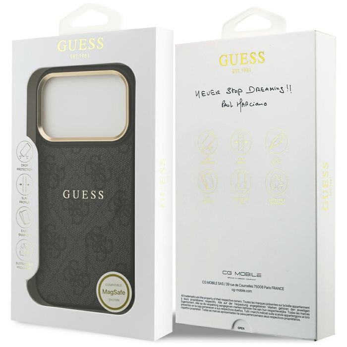 Etui Guess 4G PU Classic Logo MagSafe do iPhone 17 Pro czarny