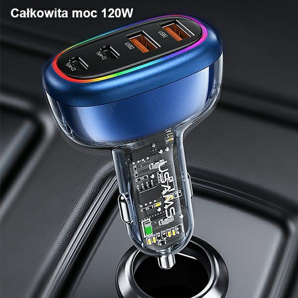 USAMS Ład. sam. 2xUSB-C 2xUSB-A C34 120W Fast Charge czarny/black CC169CC02 (US-CC169)