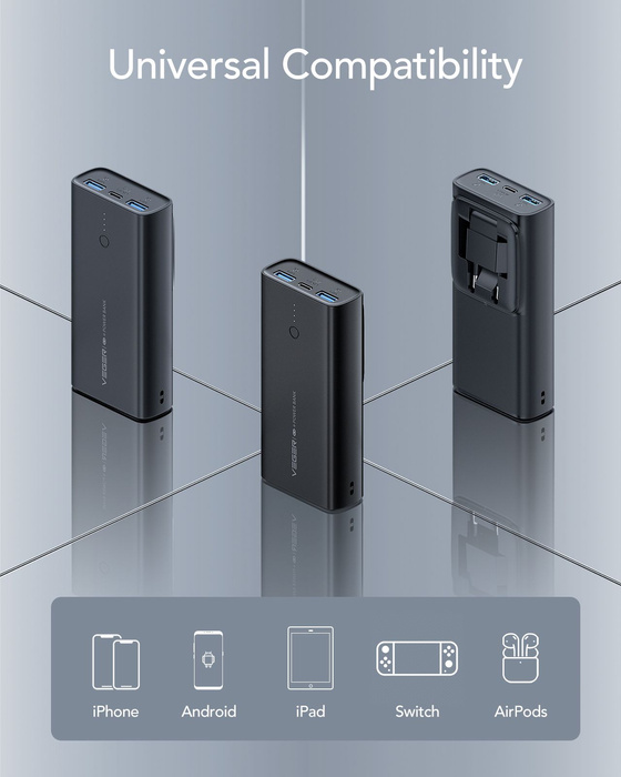 VEGER powerbank 10000 mAh PD QC3.0 20W ACE100 (W1146) czarny.