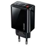 Ładowarka Sieciowa USAMS 1xUSB-C 1xUSB-A T40 20W LED PD3.0 QuickCharge3.0 Fast Charging Czarny