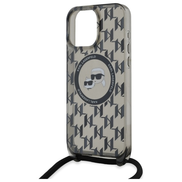 Etui Karl Lagerfeld iPhone 16 Pro Max 6.9" czarny/black hardcase IML Crossbody Monogram Karl & Choupette Head MagSafe