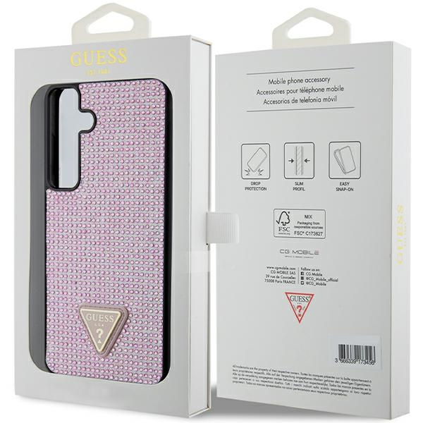 Etui Guess GUHCS24MHDGPPP S24+ S926 różowy/pink hardcase Rhinestone Triangle Case