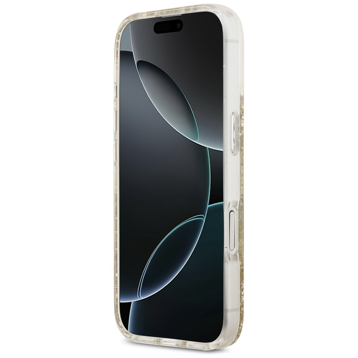 Etui Guess Resin Bottom Glitter MagSafe  do iPhone 17 złoty