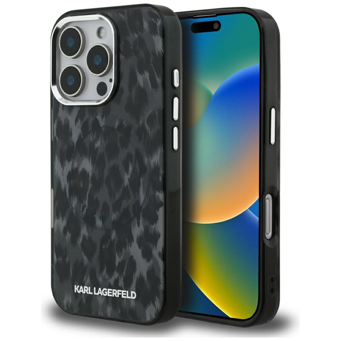 Etui Karl Lagerfeld IML Leopard Pattern  MagSafe do iPhone 16 Pro czarny