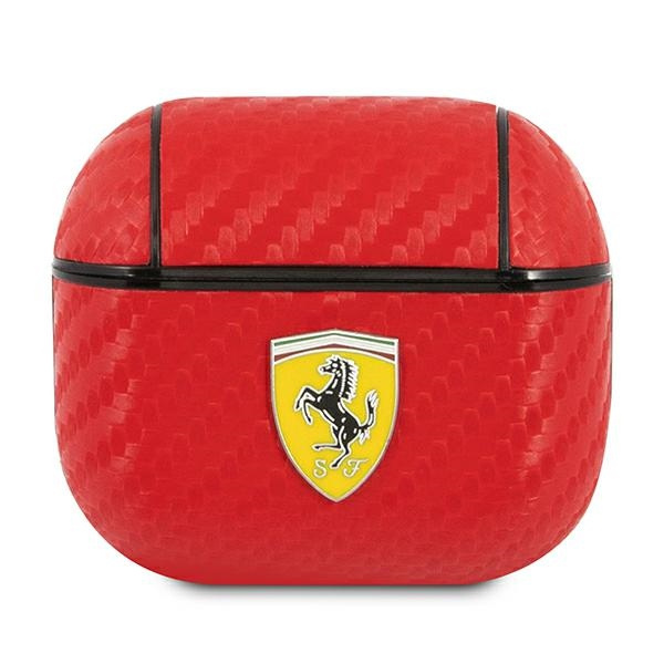 Etui FERRARI Apple AirPods 3 Cover On Track PU Carbon Czerwony Case