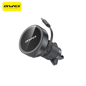 Uchwyt samochodowy AWEI Magsafe X73 do    kratki wentylacyjnej z wyciąganym kablem czarny/black