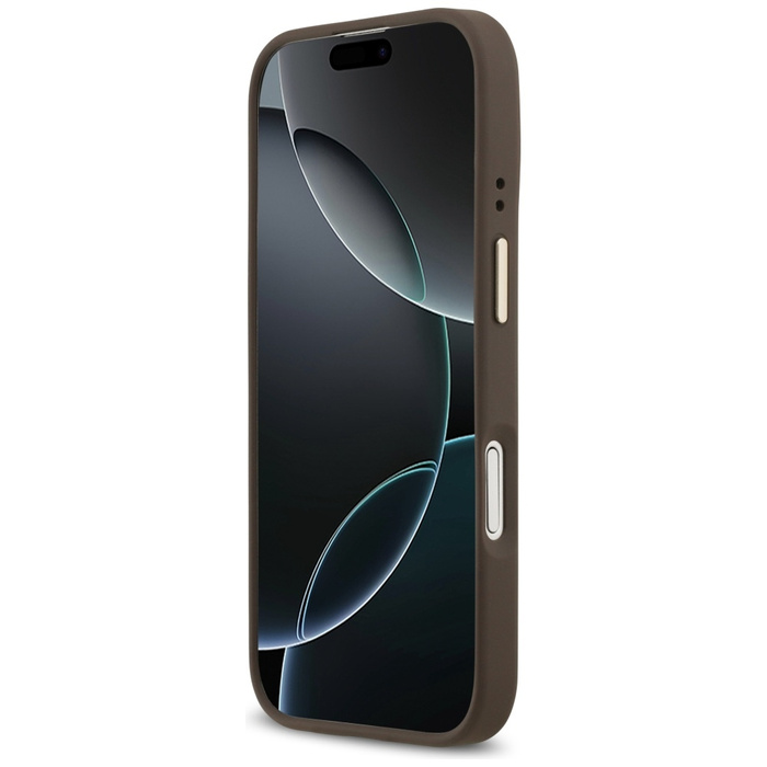 Etui Guess 4G Logo Plate MagSafe do      iPhone 17 brązowy