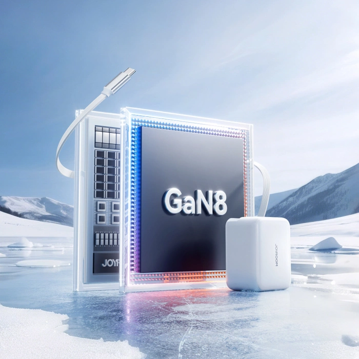 Ładowarka sieciowa Joyroom JR-TCL06 67W GaN z wbudowanym zwijanym kablem USB-C - biała