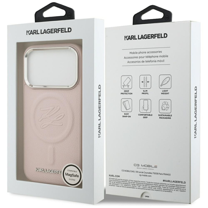 Etui Karl Lagerfeld Initial & Metal Logo MagSafe do iPhone 17 Pro Max różowy