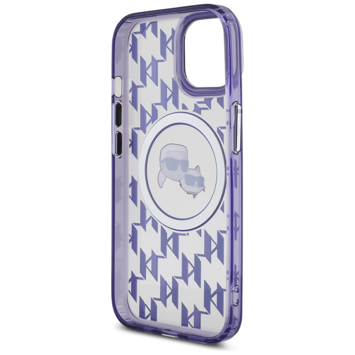 Karl Lagerfeld KLHMP15SHMCKMHU iPhone 15 6.1" fioletowy/purple IML Monogram Karl&Choupette Head MagSafe