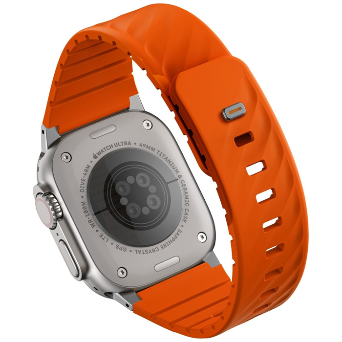 Pasek UNIQ Fluo Apple Watch 49/46/45/44/42/41/40mm Magnetic Pomarańczowy