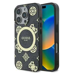 Etui Guess iPhone 16 Pro Max  6.9" czarny/black hardcase IML Peony On 4G Background MagSafe