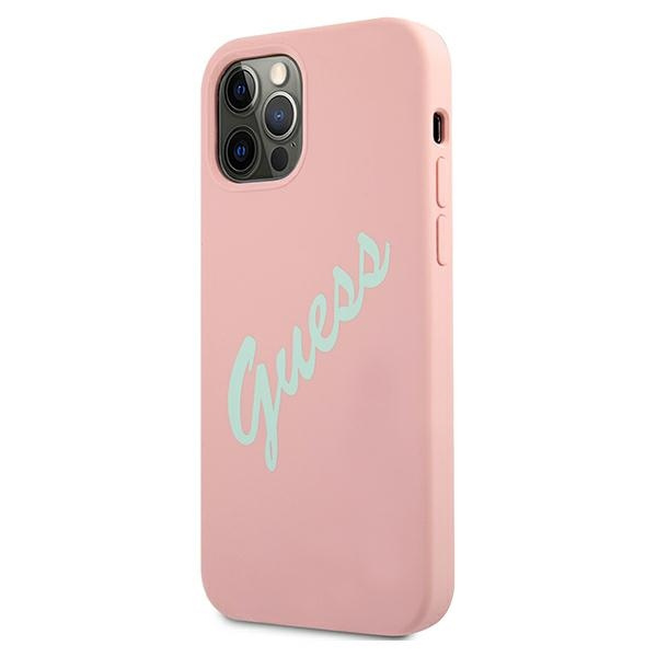 Etui GUESS Apple iPhone 12 12 Pro Silicone Vintage Różowy Zielony Hardcase