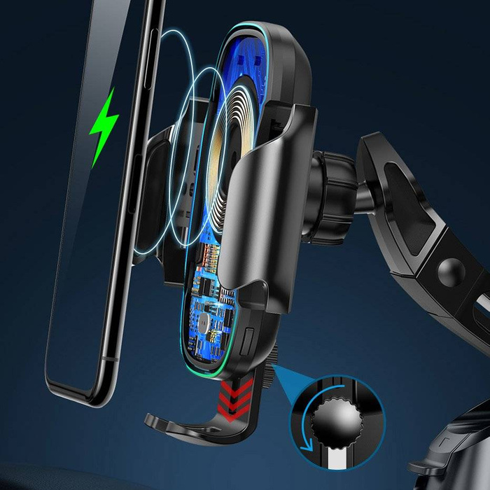 Baseus automatyczny elektryczny uchwyt samochodowy bezprzewodowa ładowarka Qi 15W czarny (WXHW03-01)